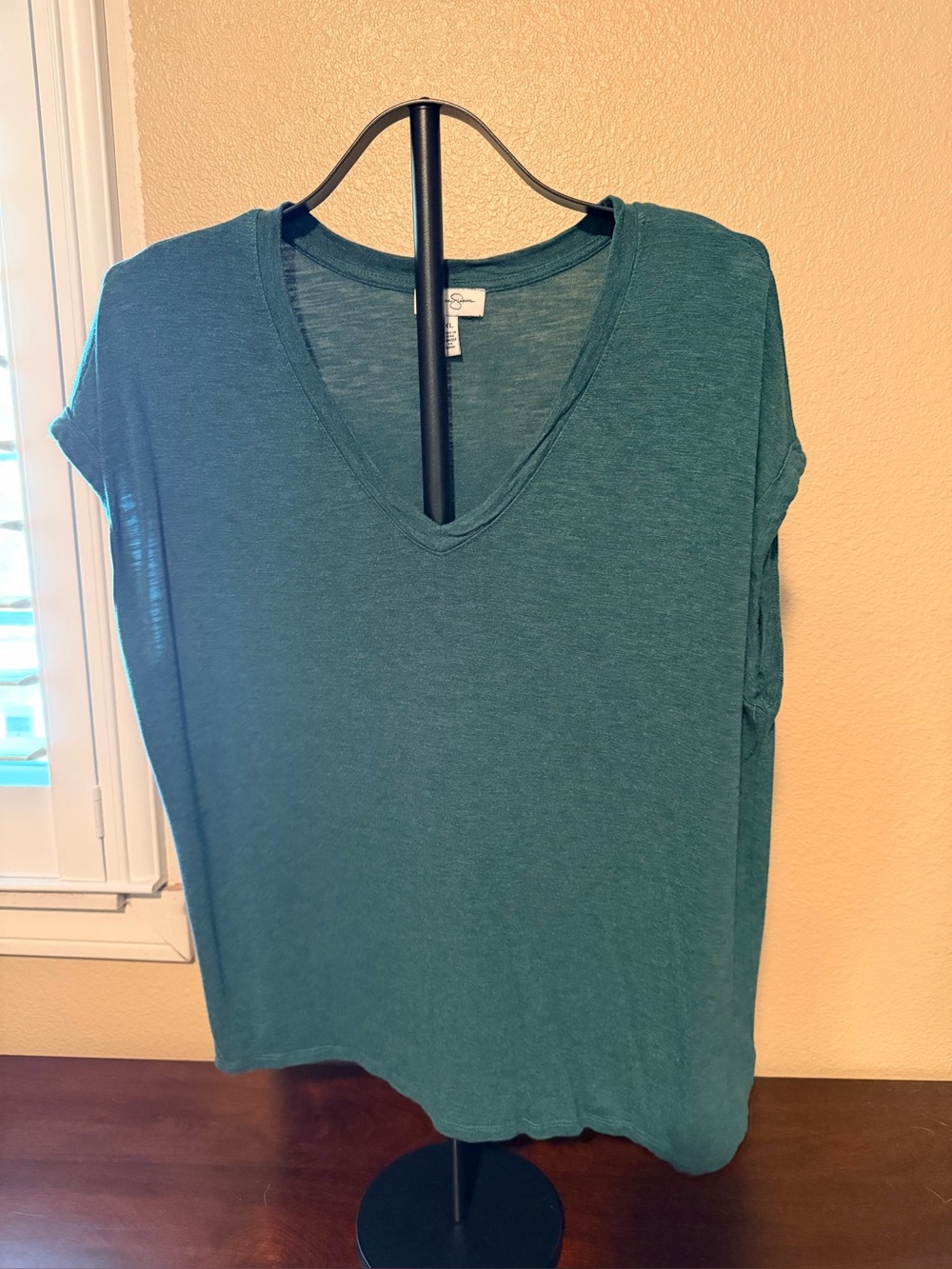 Jessica Simpson Teal V-Neck Short Sleeve Tunic